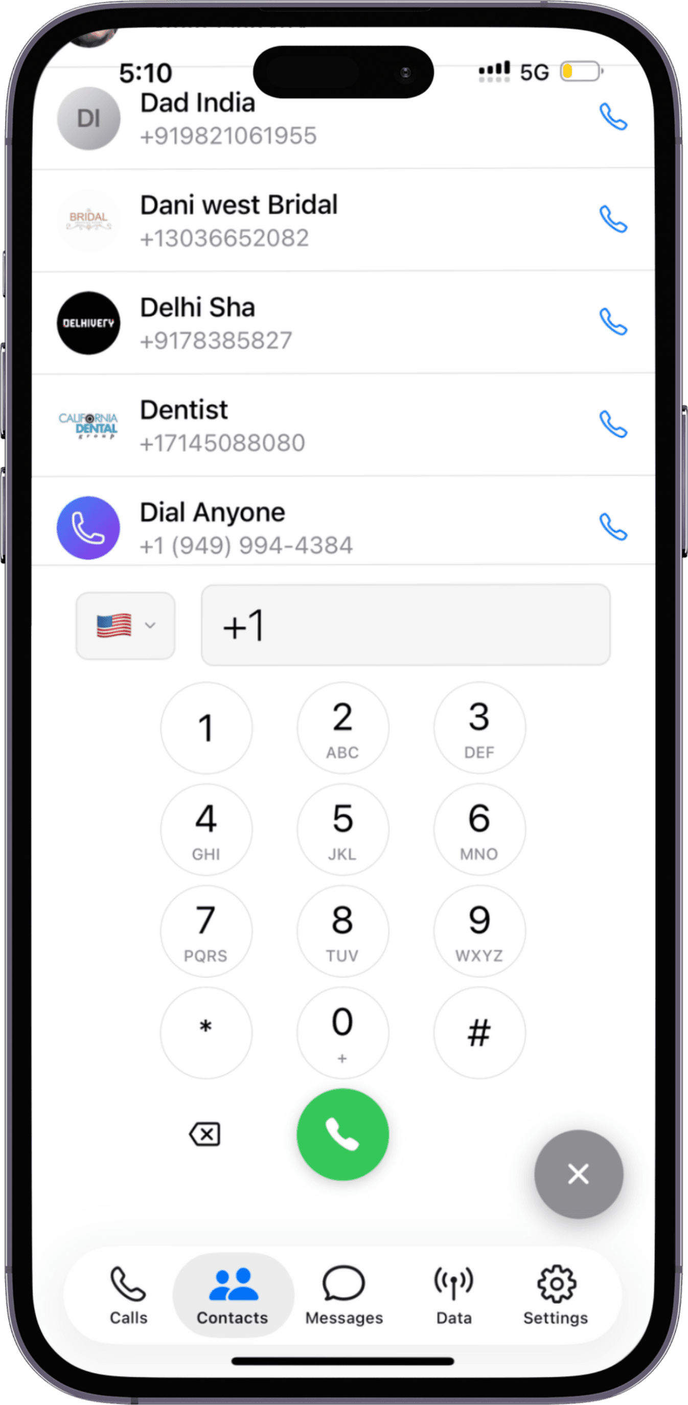 DialAnyone on iPhone
