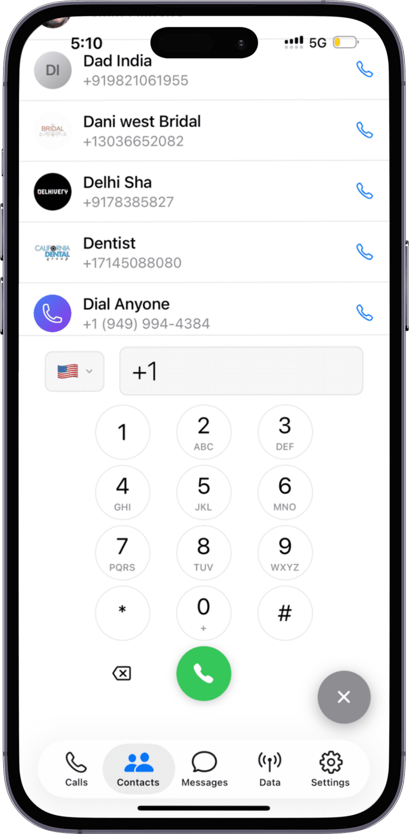 DialAnyone on iPhone